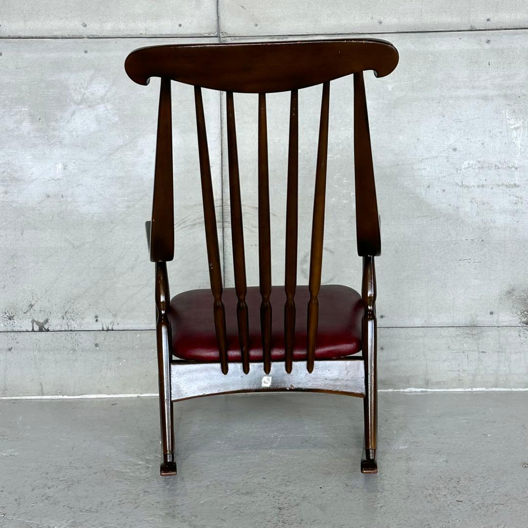 ★古家具ビンテージ★鳥取家具 木製フレーム ロッキングチェア ミッドセンチュリー