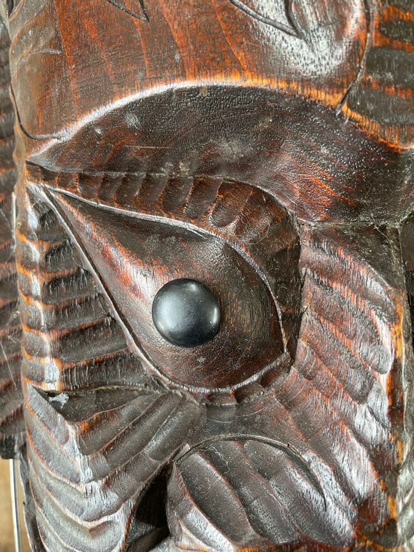 木製彫刻マスク 波状デザイン　一枚物