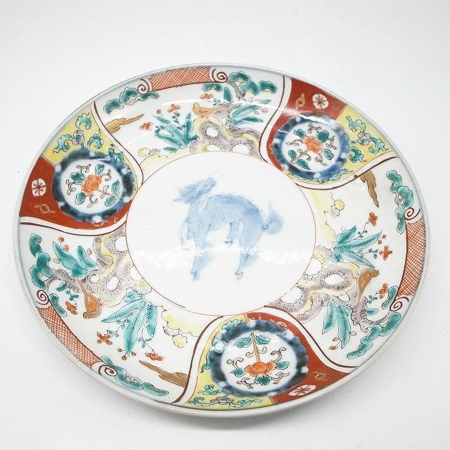 古伊万里　錦手　麒麟の図　八寸皿