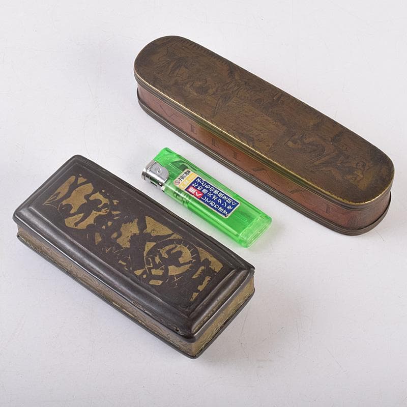 西洋アンティーク　十七世紀十八世紀　古銅　人物刻　嗅煙草入　2点　M　R8980