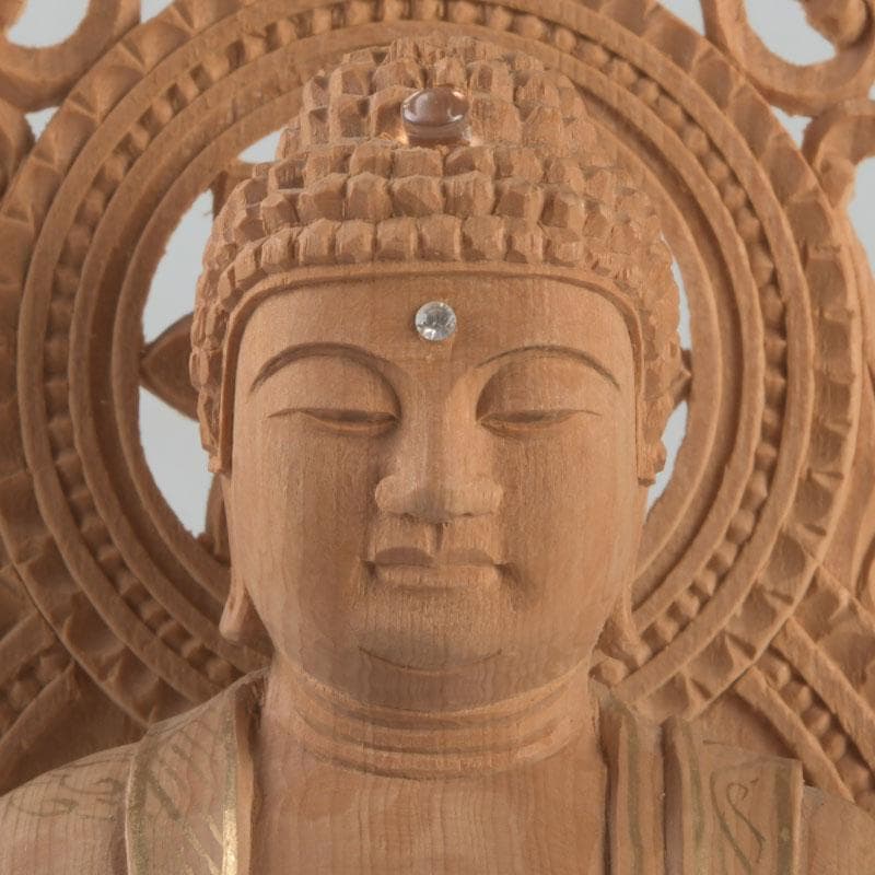 仏教美術　桧彫刻　釈迦如来座像　仏像　蓮華台　C　9251