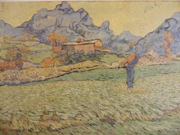 ヴィンセント・ヴァン・ゴッホ、山間の穀物畑と木、画集画、新品額装付