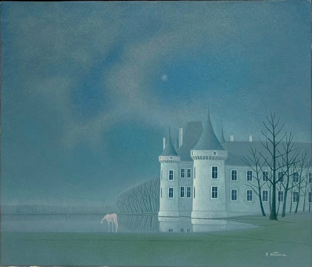 絵画 松浦敬文 水辺の城 （希望）10号 油彩画 油絵 風景画 開運 風水画