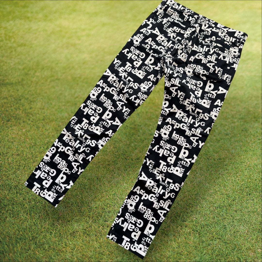 パーリーゲイツ　パンツ　総柄　黒　白　L〜XL相当 コットン素材　ストレッチ　5