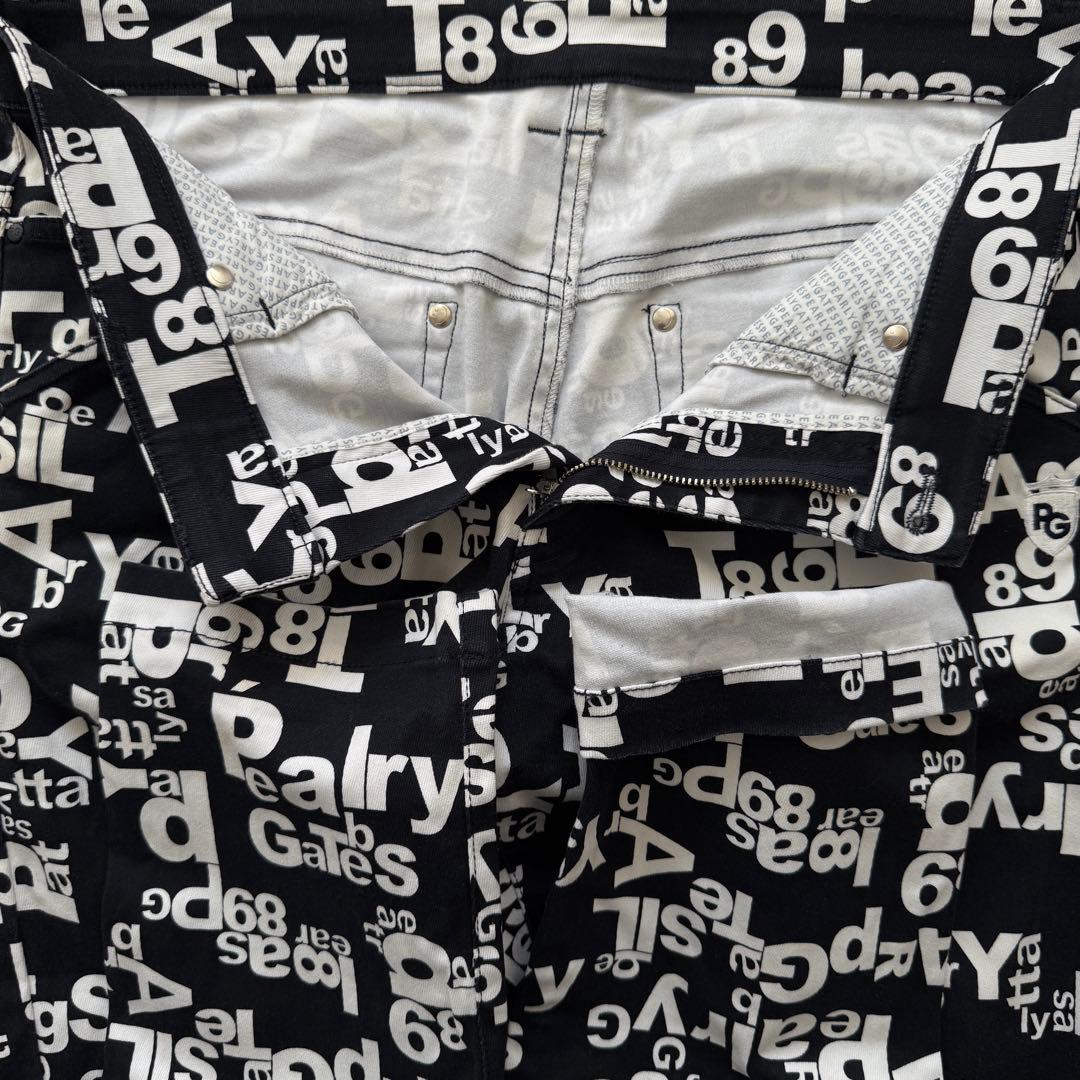 パーリーゲイツ　パンツ　総柄　黒　白　L〜XL相当 コットン素材　ストレッチ　5