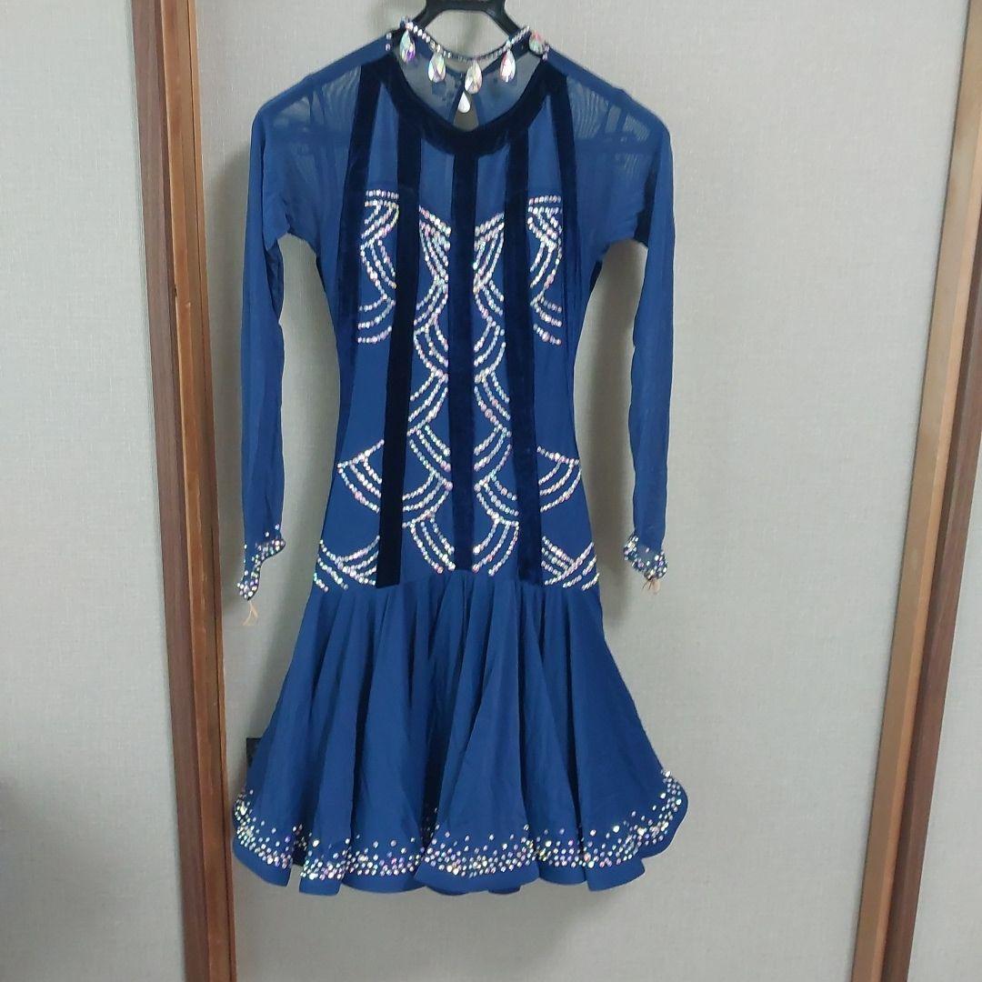 新品青色長袖ラテンダンスドレス　美品