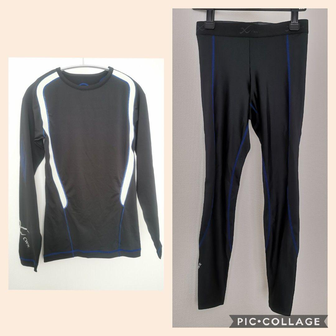 新品 CW-X ワコール メンズ スポーツタイツ、長袖シャツセット