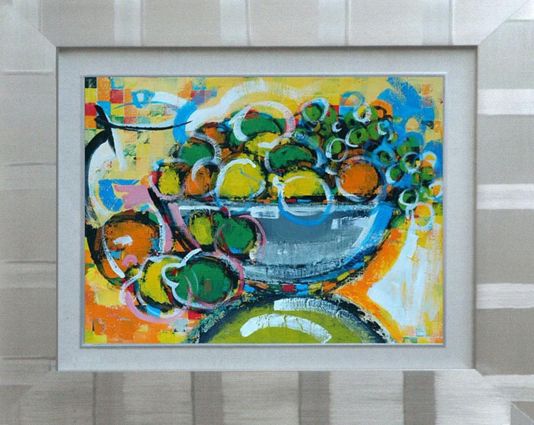 油絵 菅家令子 絵 絵画 インテリア uF6-061604 静物 果物 花瓶