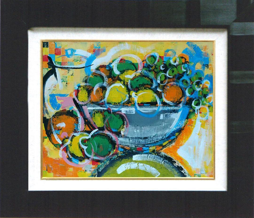 油絵 菅家令子 絵 絵画 インテリア uF6-061604 静物 果物 花瓶