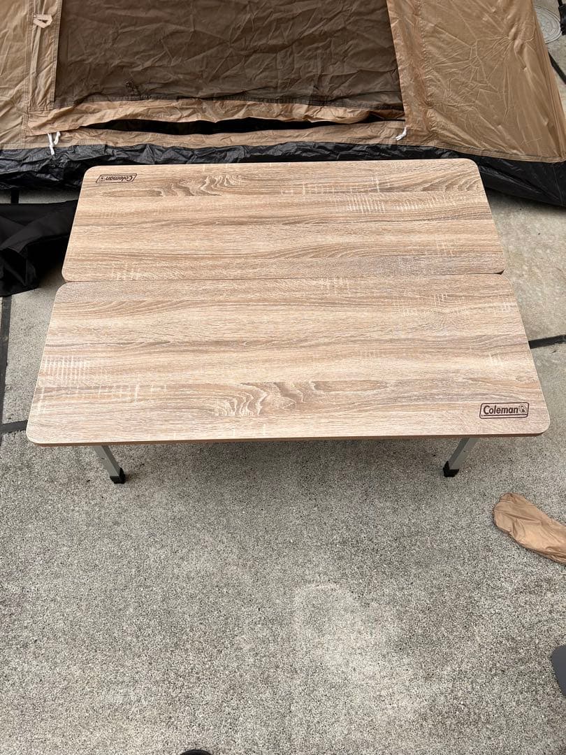 Coleman アウトドアテーブル 木目調 収納ケース付き