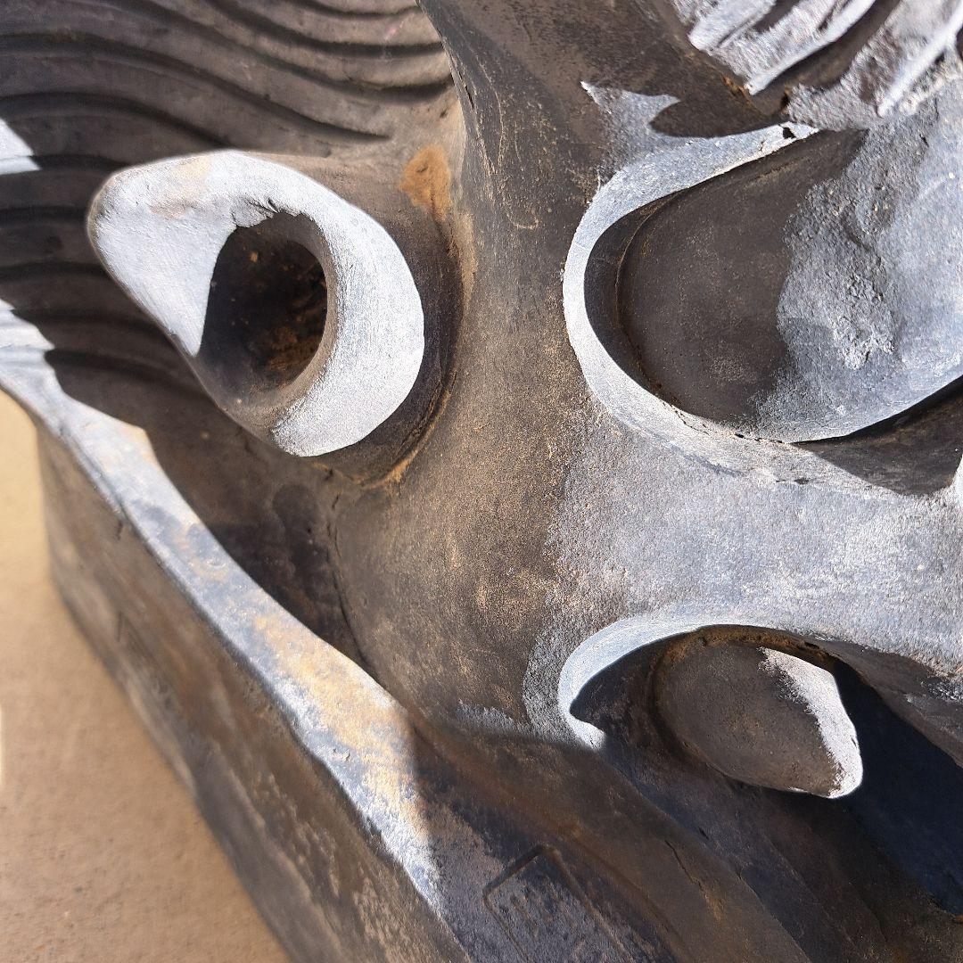 古い大きな鬼瓦　川土キ　魔よけ　工芸品