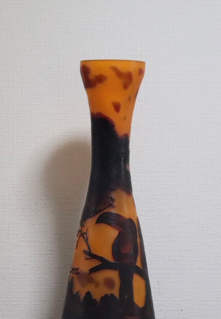 ガレガラス　カワセミ紋瓶　送料込み0623