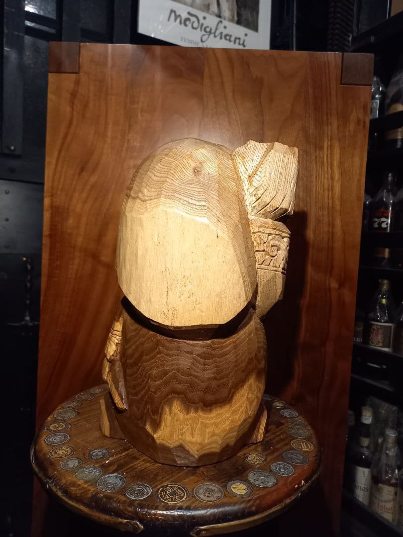 希少　千島アイヌ　シマフクロウ　コロボックル　マキリ　槐　一刀彫