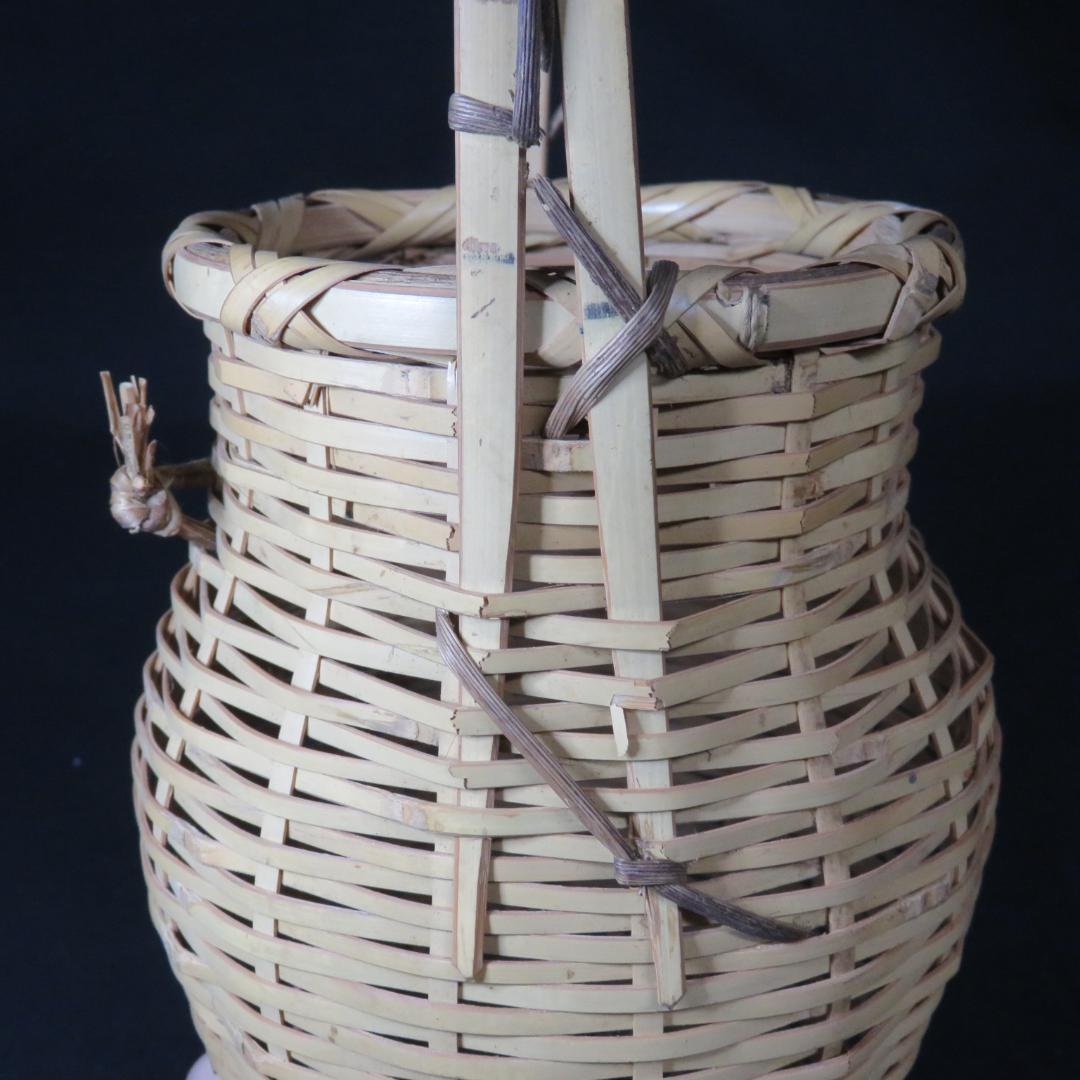 竹篭 掛花 花器 茶道具 飾り 魚籠
