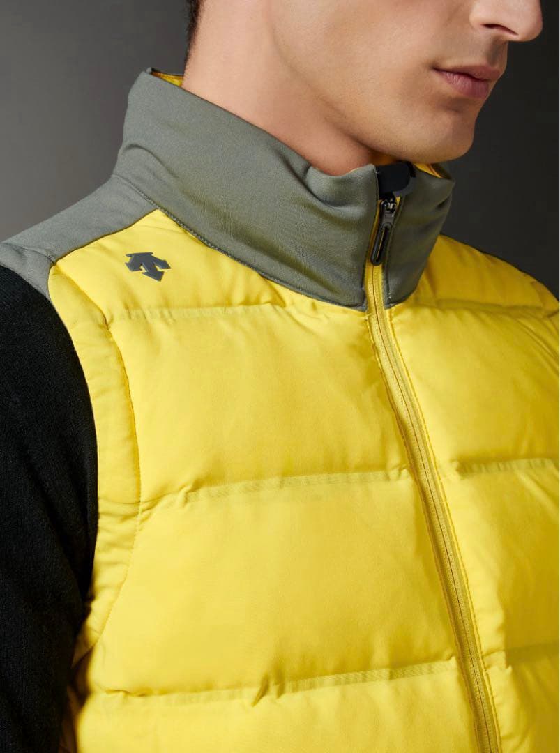 DESCENTE GOLF ハイブリッドダウンベスト イエロー×グレー