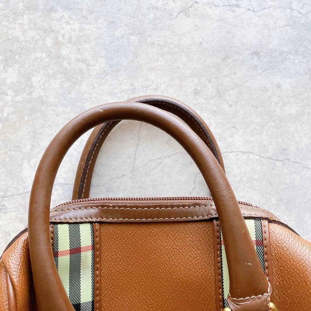 Burberrys ブラウンレザー ゴルフシューズバッグ チェック柄