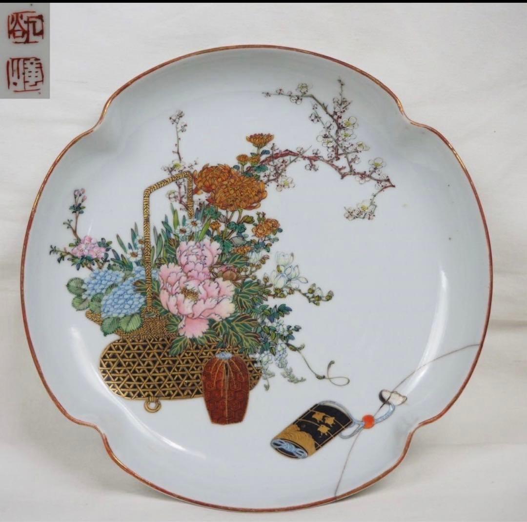 送料無料　博物館級　九谷の名工　初代石野竜山（兵太郎）花鳥図皿