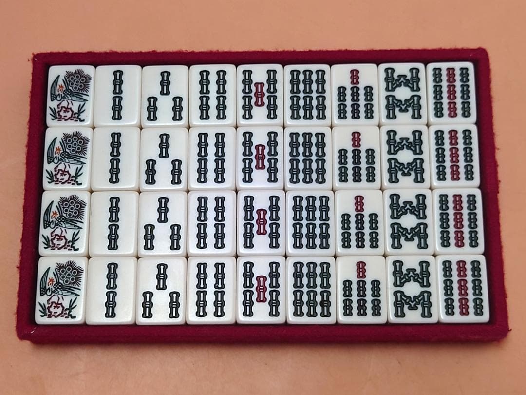 ミズノ丸一 法悦？ 高級麻雀牌 家紋牌 背黒 現状品