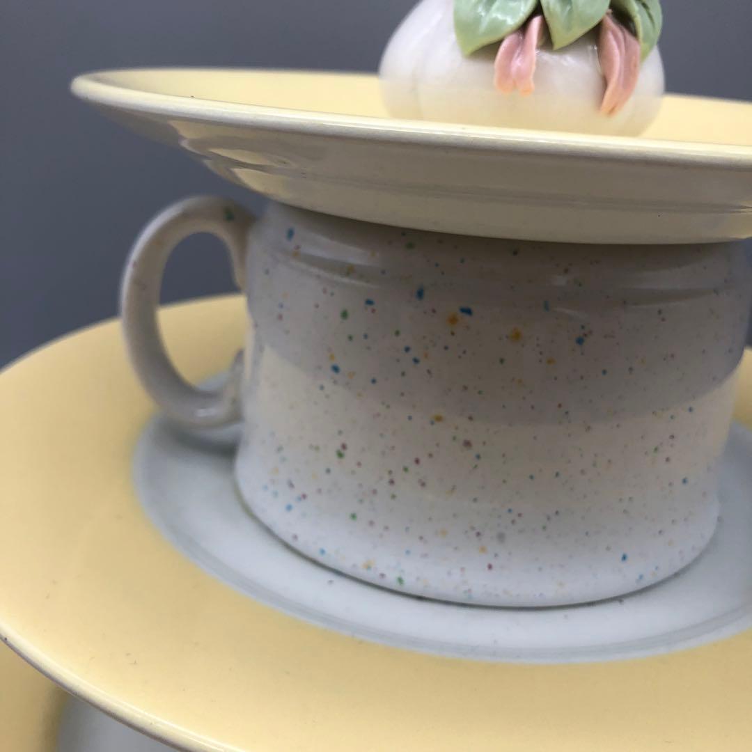 オランダHEMAアンティーク三段ティーカッププレート飾りスタンドビンテージ陶器