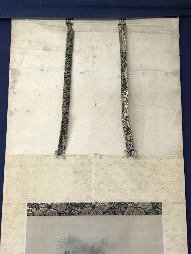 【真作】狩野周信/松竹に鶴図/双幅/松鶴図/江戸中期/掛軸/名家伝来AC-365