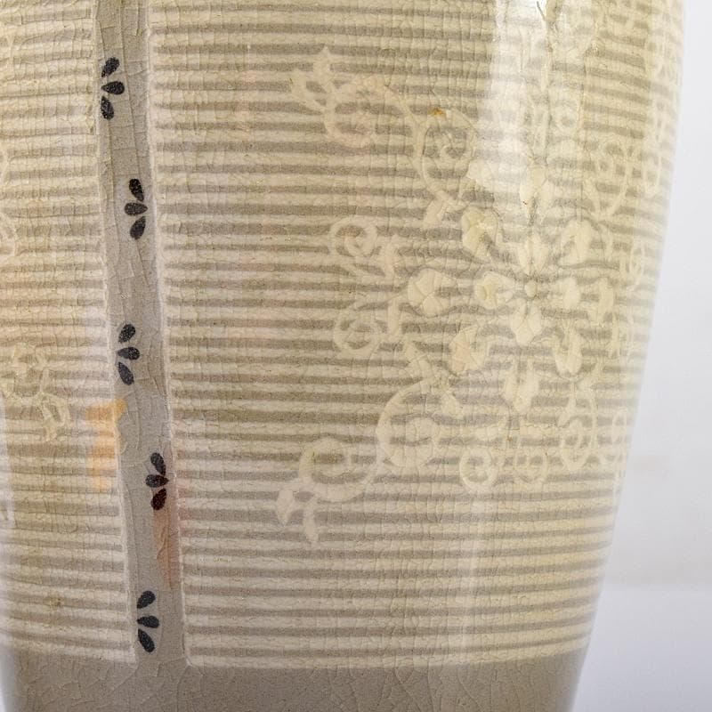 京焼　初代宮永東山作　青磁　花文　花瓶　共箱　C　R8581