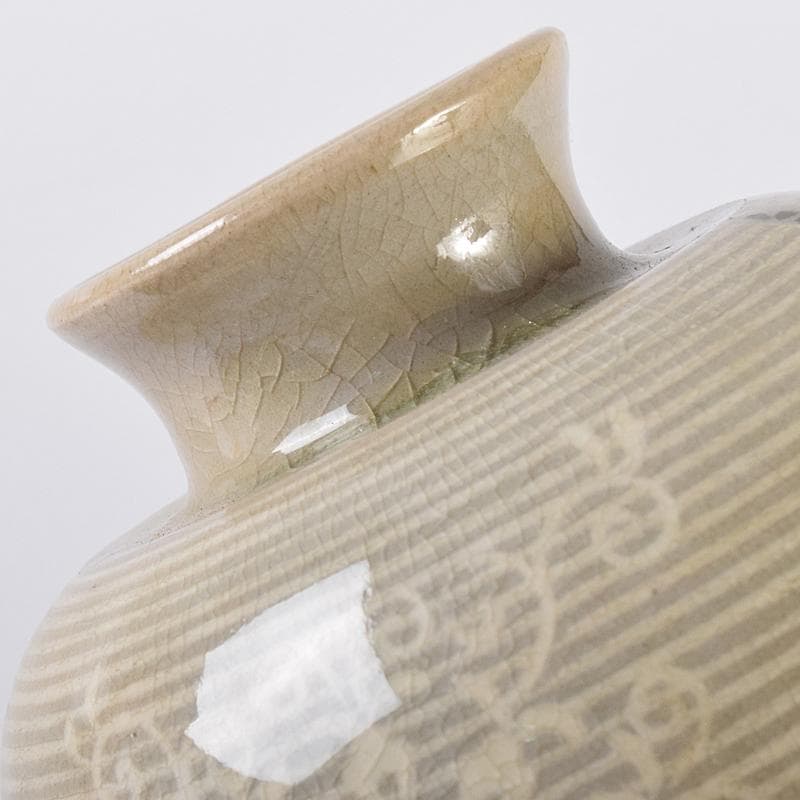 京焼　初代宮永東山作　青磁　花文　花瓶　共箱　C　R8581