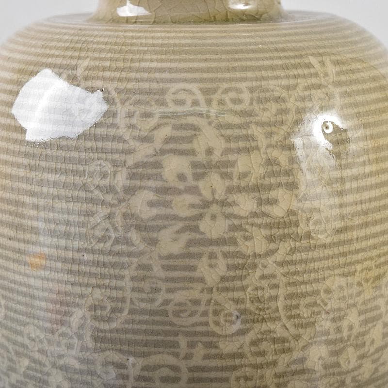 京焼　初代宮永東山作　青磁　花文　花瓶　共箱　C　R8581