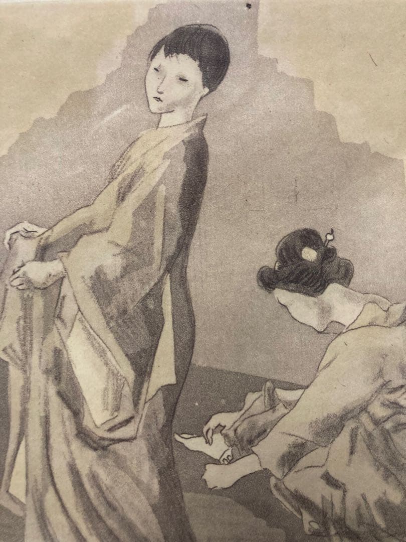 【藤田嗣治】 1926年作 エッチング 「お梅さんの三度目の青春」アンティーク