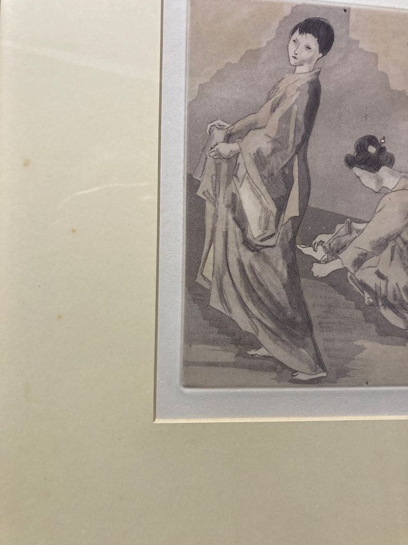 【藤田嗣治】 1926年作 エッチング 「お梅さんの三度目の青春」アンティーク