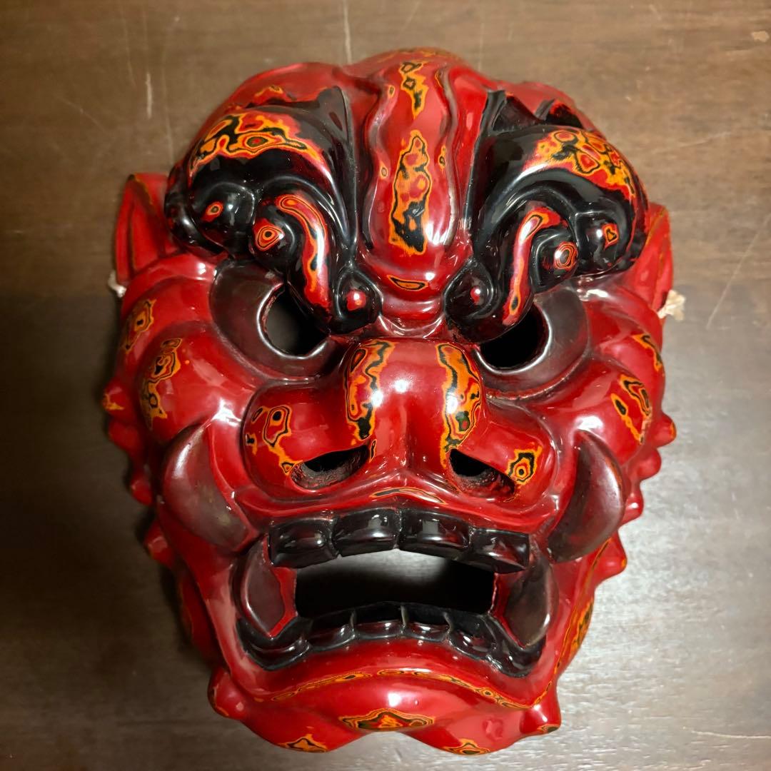 大型　お面　鬼　能面　Japan 伝統　骨董　ビンテージ　吉備のおもて（追儺鬼）