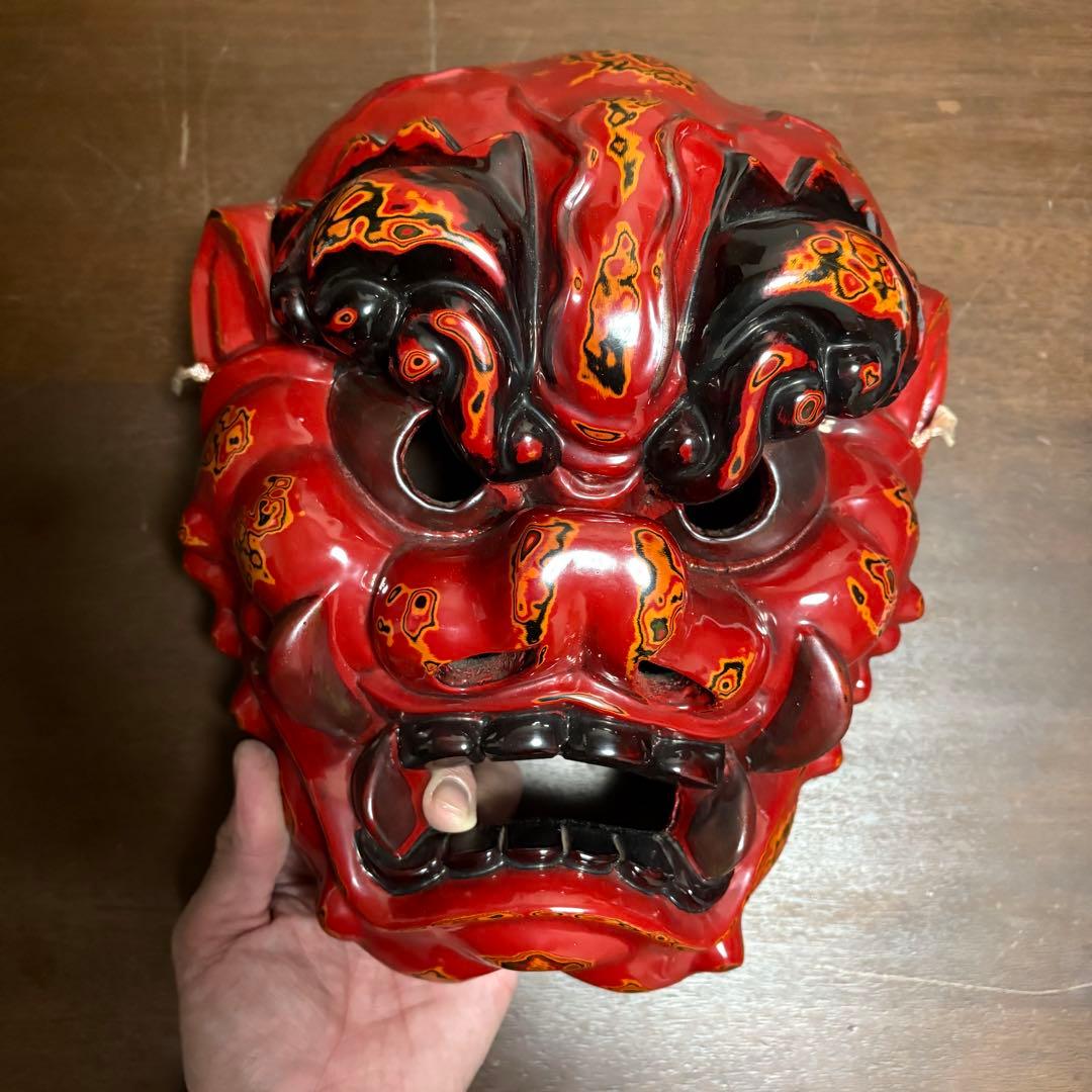 大型　お面　鬼　能面　Japan 伝統　骨董　ビンテージ　吉備のおもて（追儺鬼）