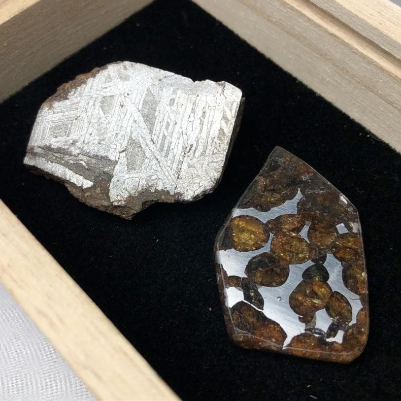 ｎ*＊様 隕石 アルタイ隕石　原皮付き　石鉄隕石　パラサイト隕石　２点　重さ52