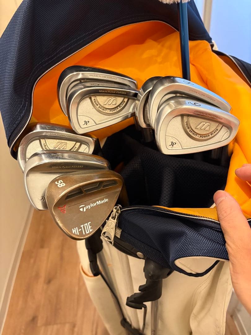 ミズノ BOLSA ゴルフキャディバッグ ホワイト/ネイビー