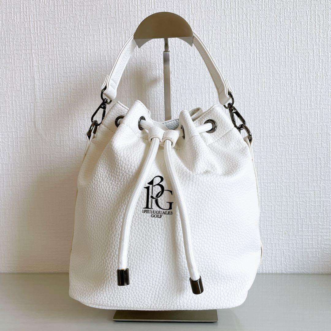 1PIU1UGUALE3 GOLF　カートバッグ　巾着バッグ　ラウンドバッグ　白