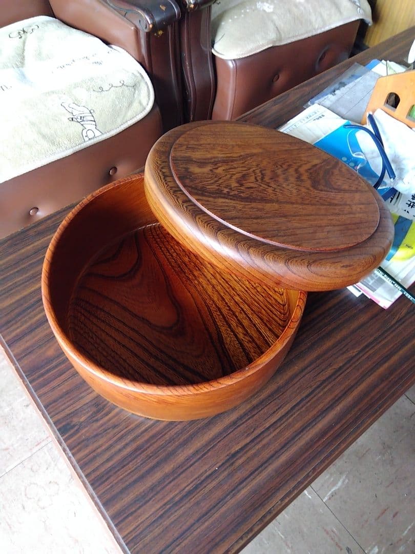 昭和レトロアンティーク　欅　ケヤキ入れ物　お盆