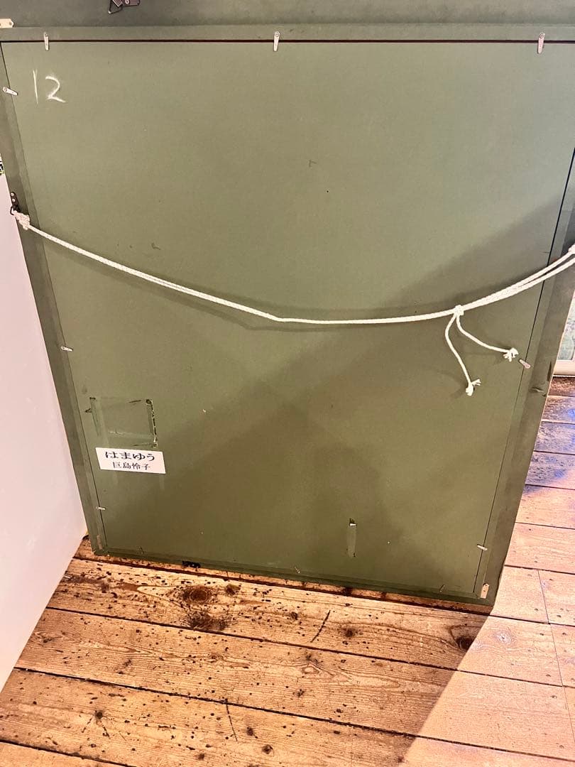 百合　ユリの花 水彩画　はまゆう　シルバーフレーム　40号　壁掛け