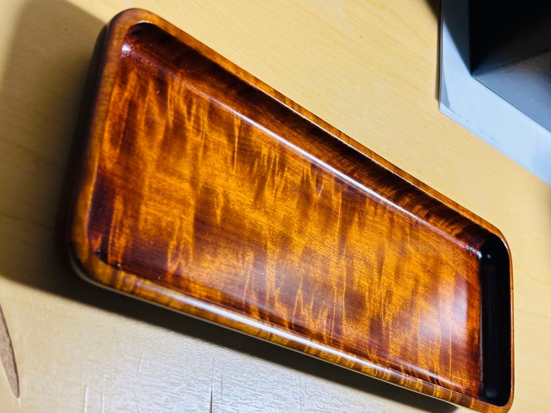 ペントレイ 栃 縮み杢 スポルテッド 鶴山漆器 木地師 小椋芳之作