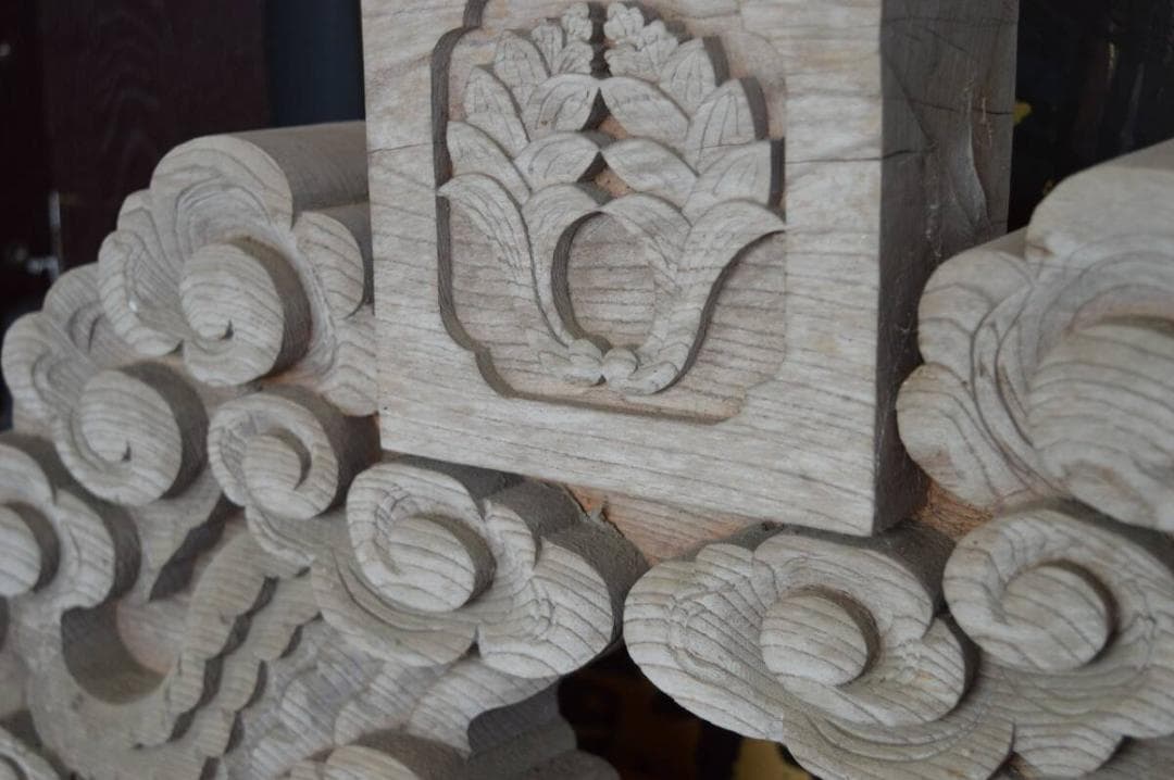 骨董古民具　欅材　木彫り　木調　飾り