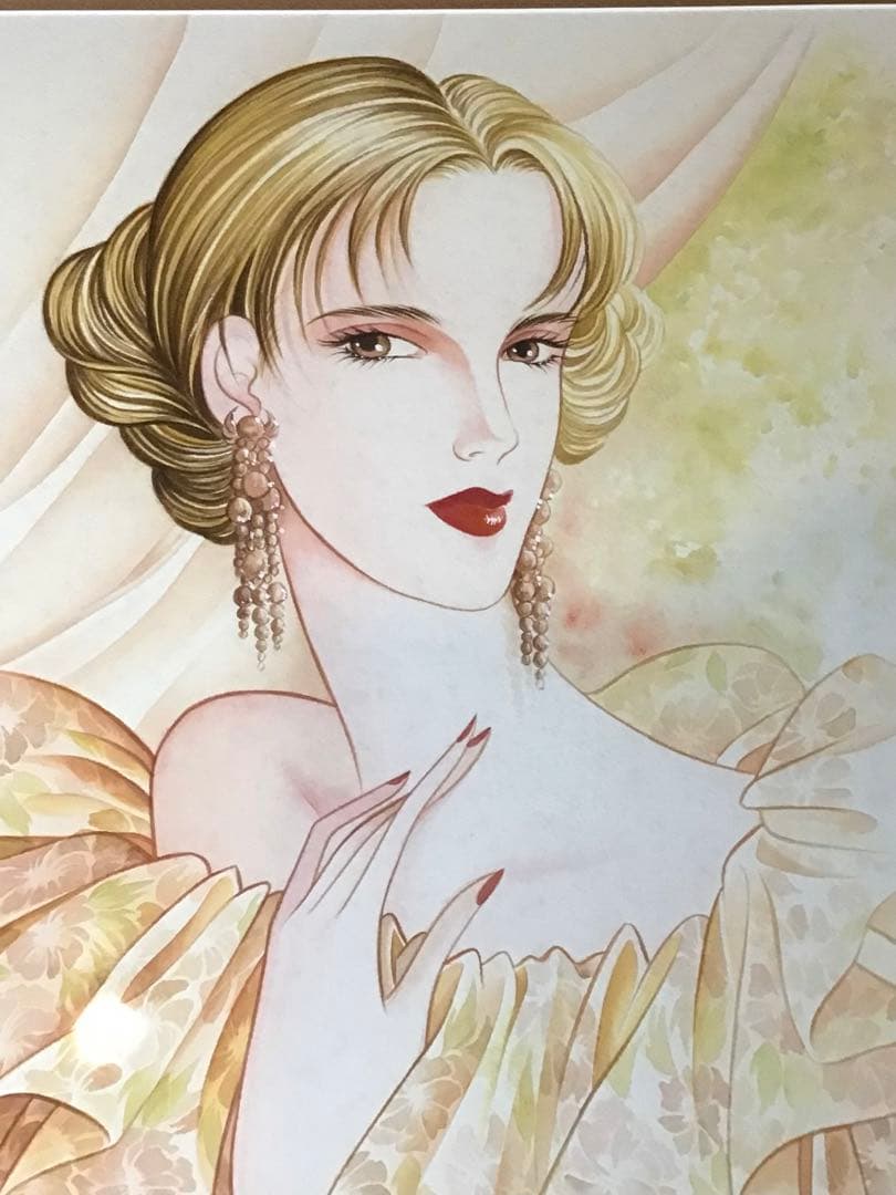 ◉真作保証 久下じゅんこ 水彩10号 原画『陽影の舞姫』1点物 サイン額装つき