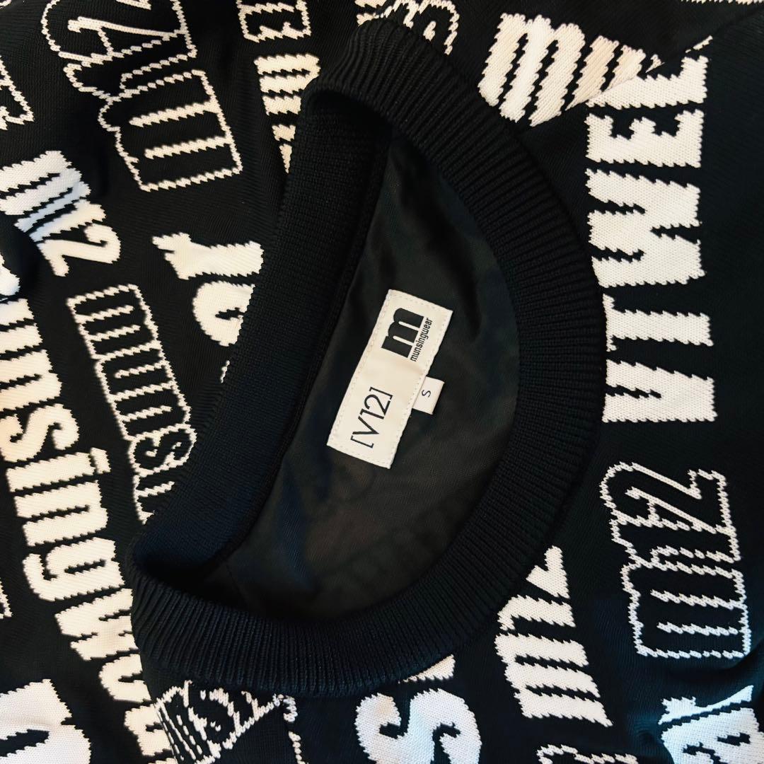 【極美品】V12×マンシングウェア　m12 セーター　ブラック　総柄　ロゴ