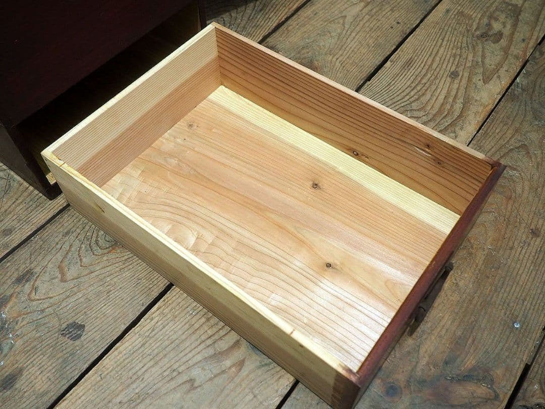 1358 蓋付のレトロな木箱　収納棚　引き出し　ケース　古家具　アンティーク