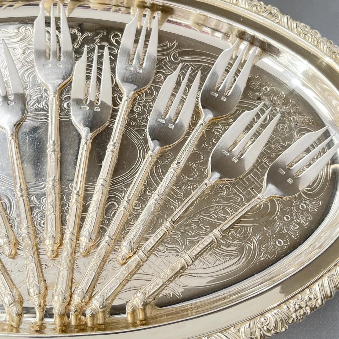 【SFAM】 ロシア様式のケーキフォーク 12本組 仏蘭西 14cm ケース