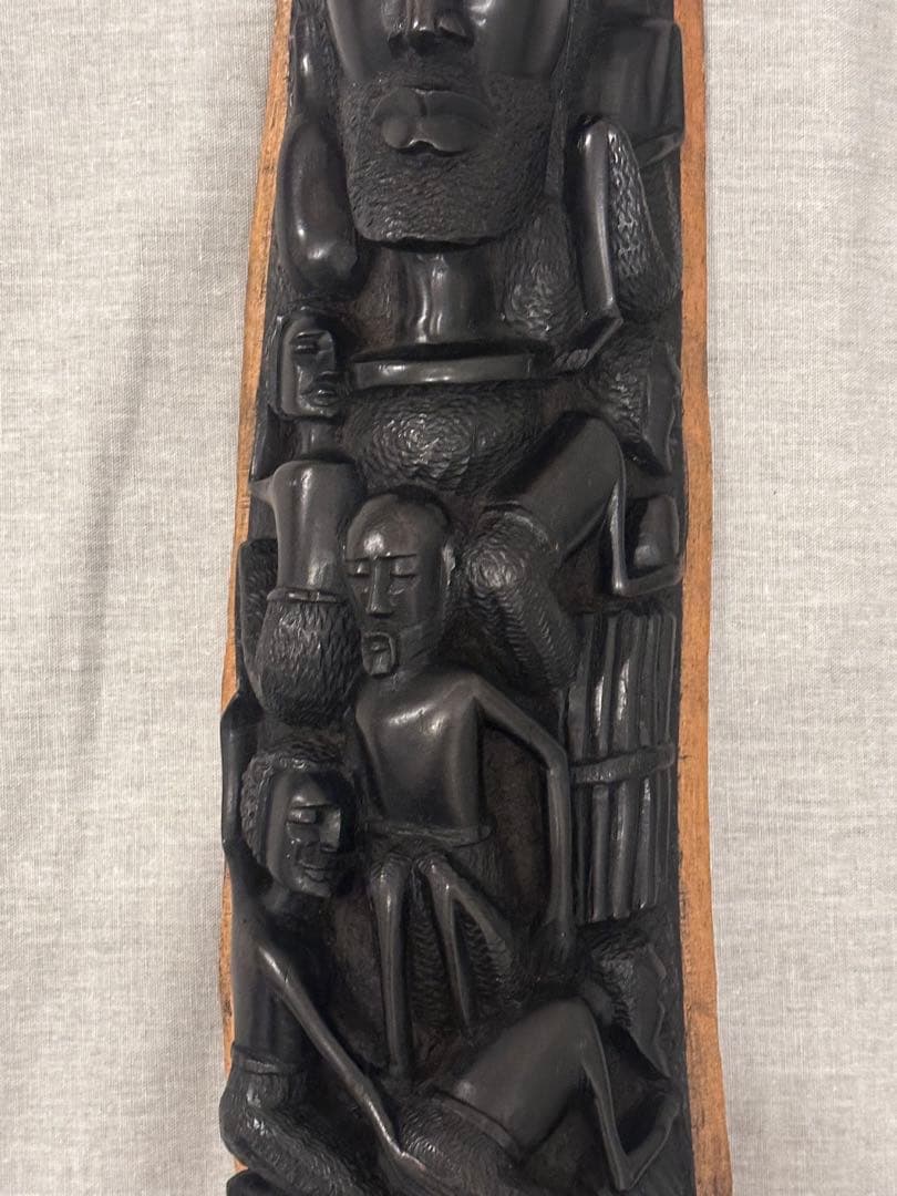 【希少】高級　アフリカ　木彫　一本彫　特大41cm アフリカンエボニー　黒檀