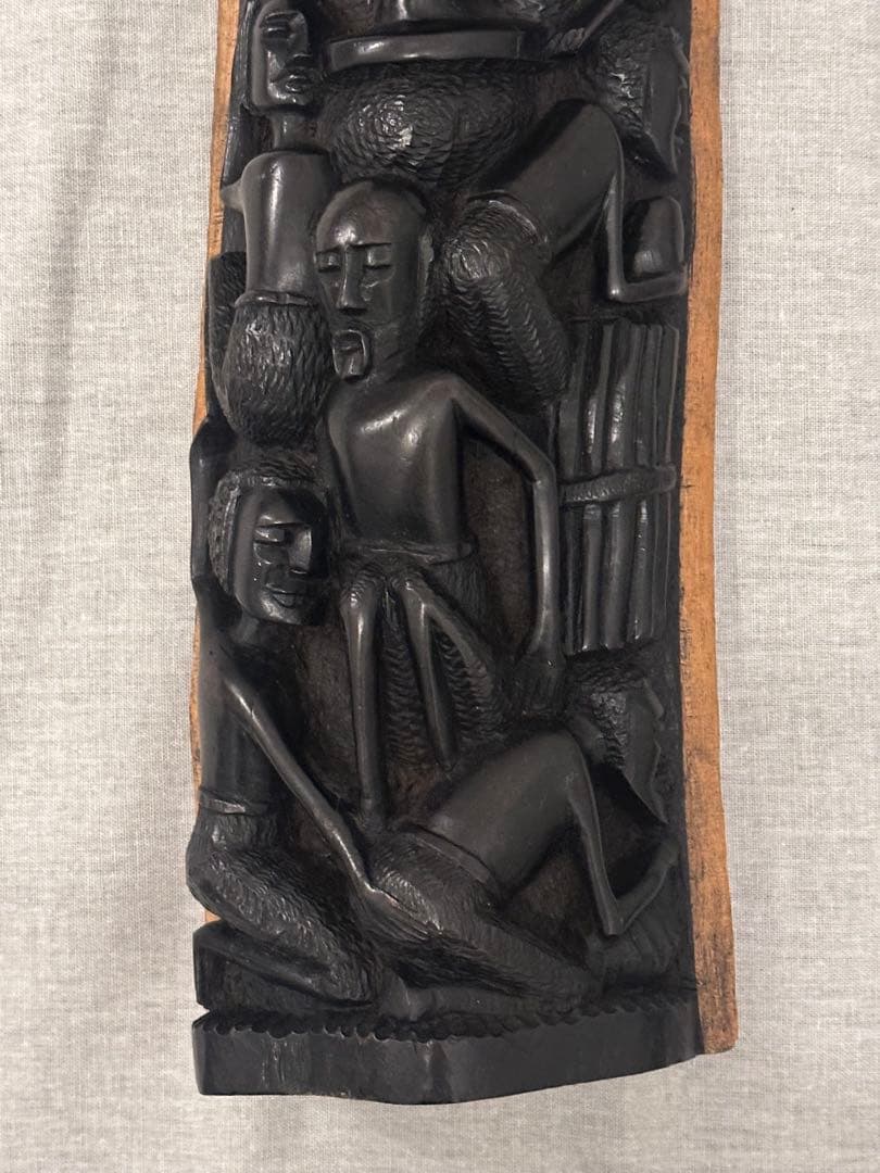 【希少】高級　アフリカ　木彫　一本彫　特大41cm アフリカンエボニー　黒檀