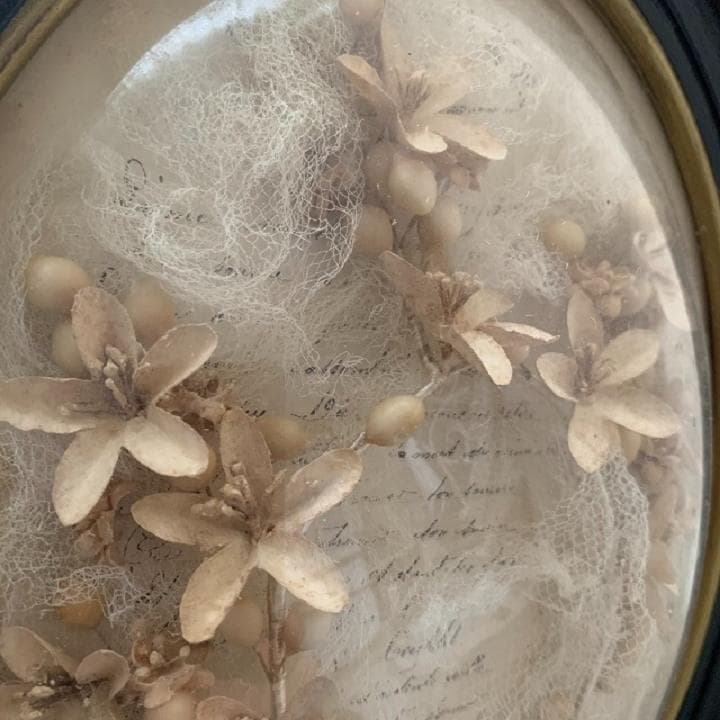 フランスアンティーク　ナポレオン3世様式　オーバル　花冠　ドーム額縁