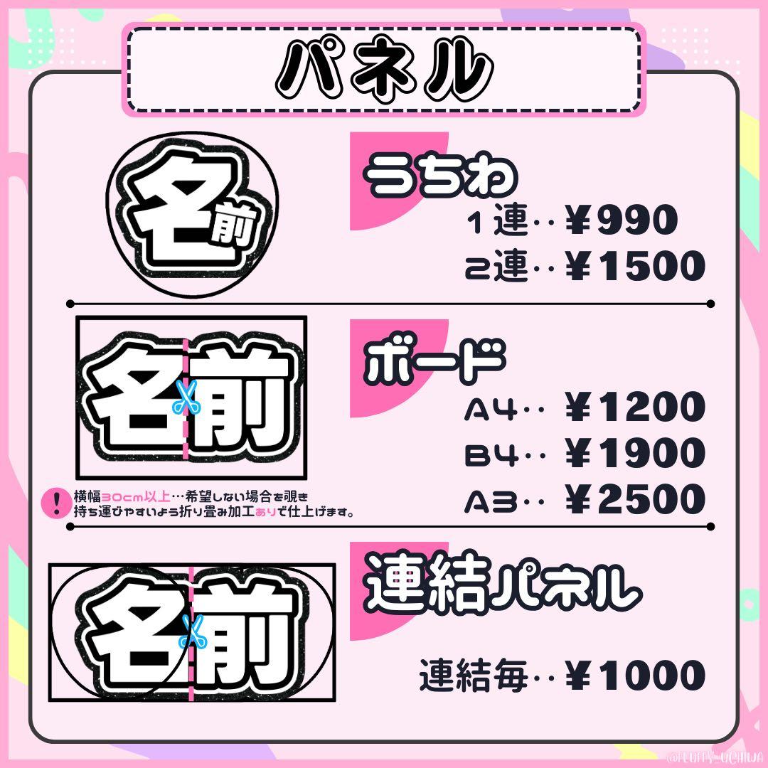 うちわ文字 団扇屋さん オーダー 文字パネルネームボード 連結パネル 折り畳み