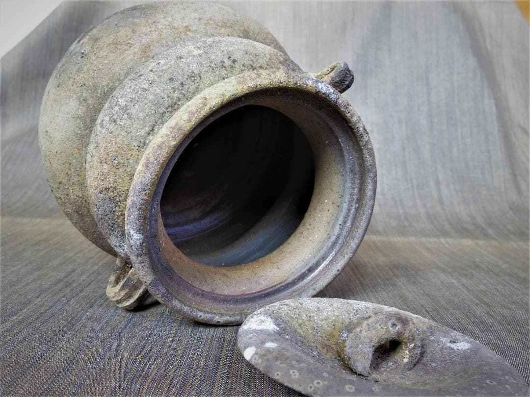 中里隆★ 唐津南蛮 耳付水指★共箱・布・栞