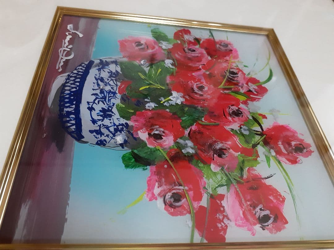 日本アクラス画第一人者大野剛正氏「良き日」(油彩ガラスアクリル絵)希少価値一点物