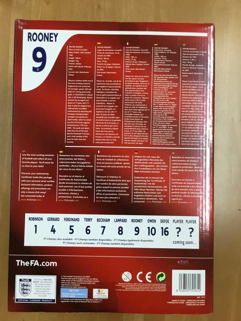 未開封レア！FT CHAMPS イングランド　ルーニー　12インチ（約30cm）