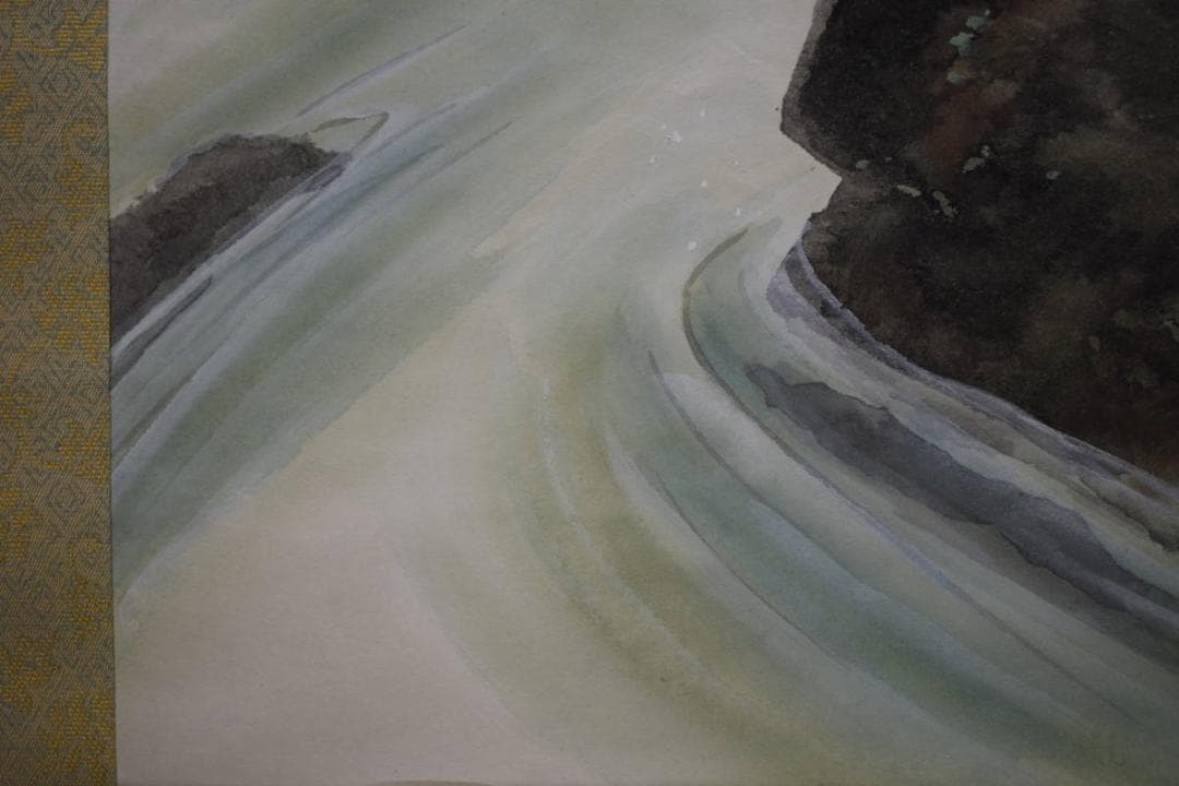 真作/大路孫三郎/青楓にせきれい図/桐共箱付/布袋屋掛軸HH-952